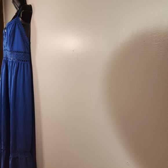 SHEIN CURVE Maxi Slip Dress Women 2XL Blue V Neck Crochet Sheer Lightweight Boho - Picture 6 of 10